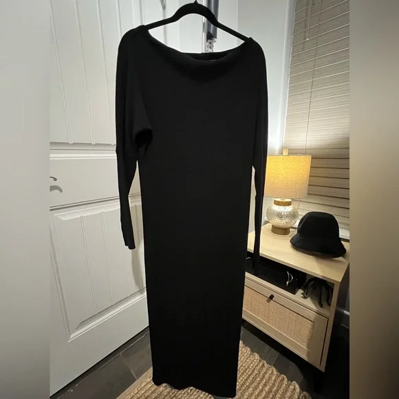 Enza Costa | Dresses | Enza Costa Elegant Black Womens Ribknit Crewneck Sweater  Dress Size Large | Poshmark